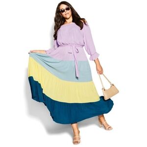 NWT City Chic Maxi Bella Dress Lilac Off the Shoulder 20 Plus Size